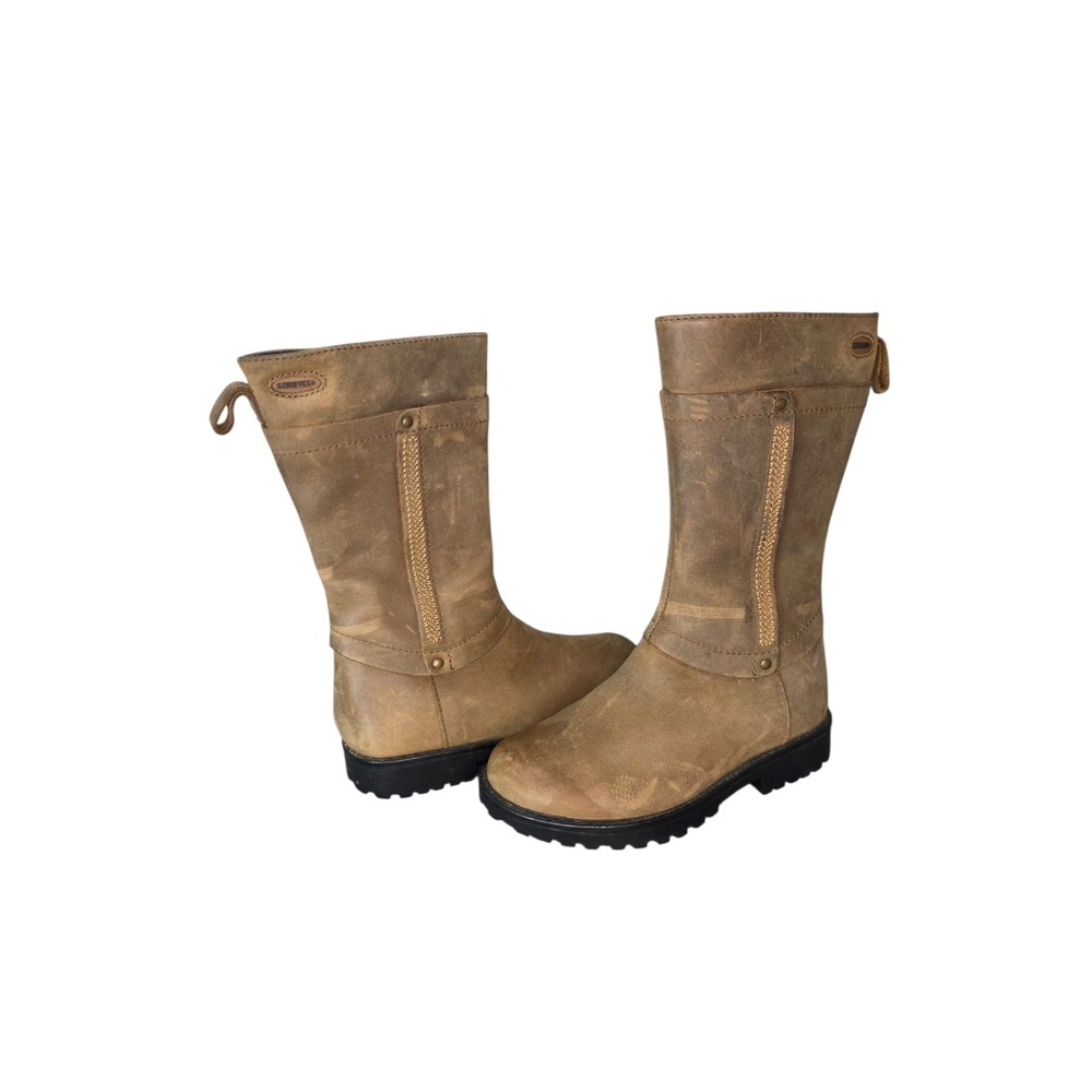 Clarks Gore-Tex Kids 7.5 Brown Leather Waterproof Winter Snow Boots EU 24